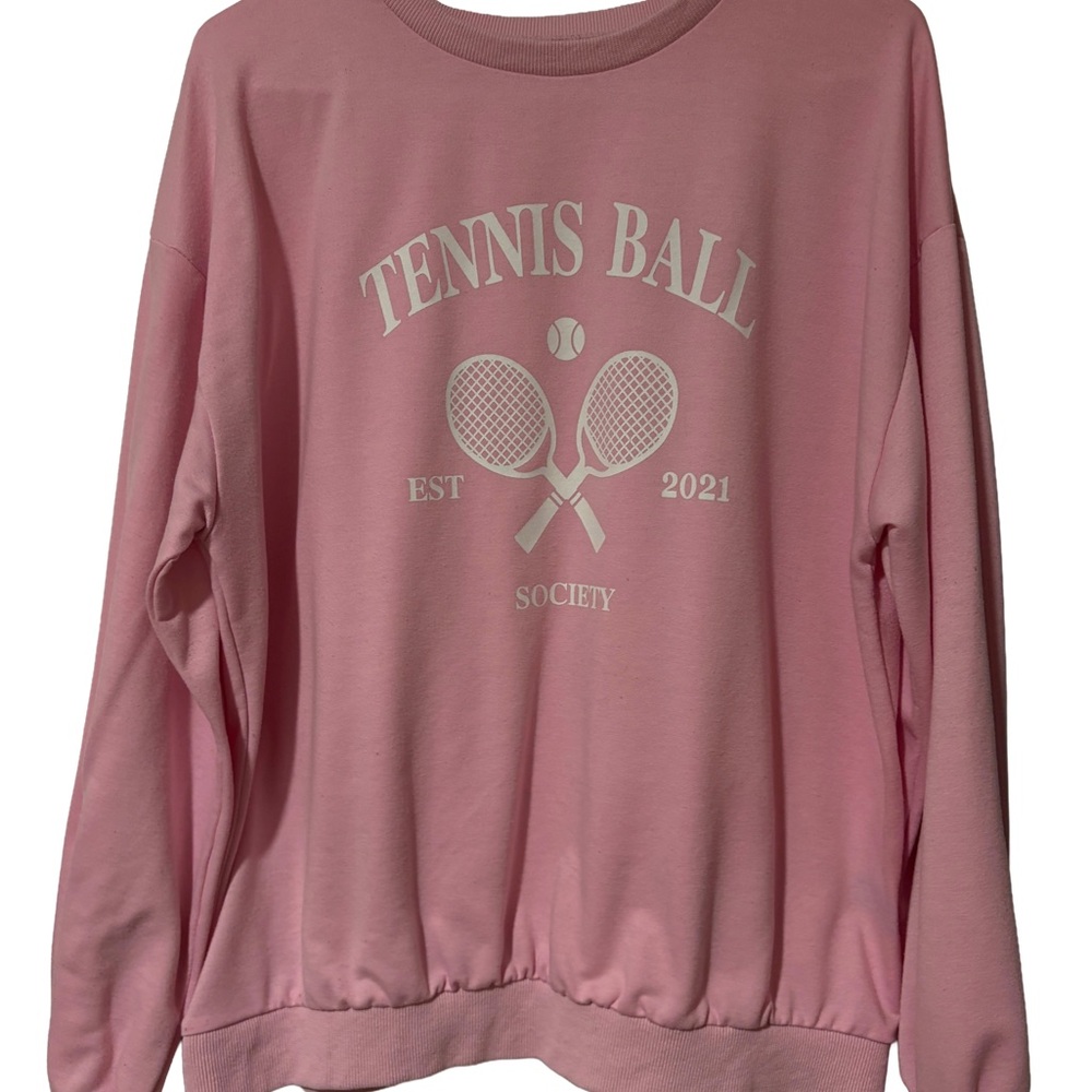 Pink Oversized Tennis Ball Society Women's Sweatshirt